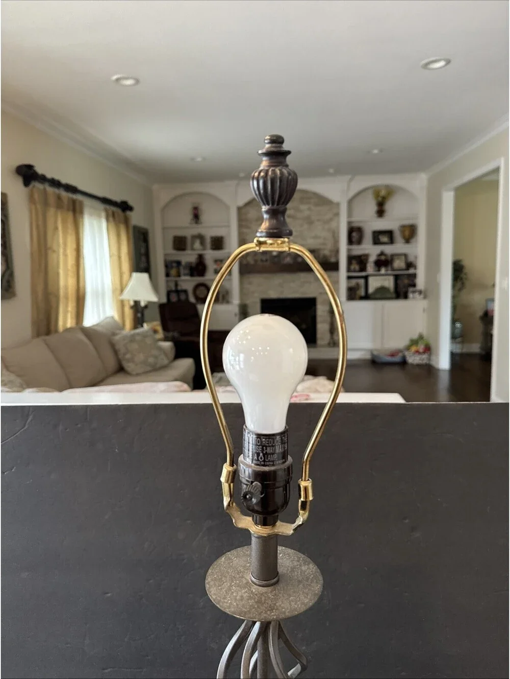 Hampton Bay Wrought Iron Table Lamp 30” H To Finial By 7” Base